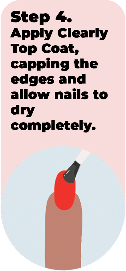 illustration of painting red nail with top coat