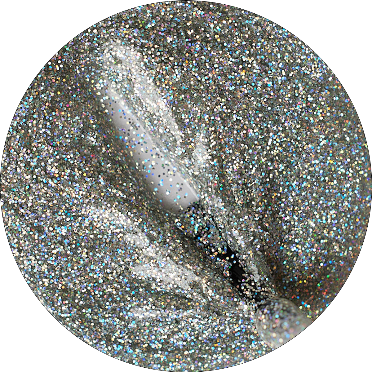 paint swatch of silver holographic gillter nail polish
