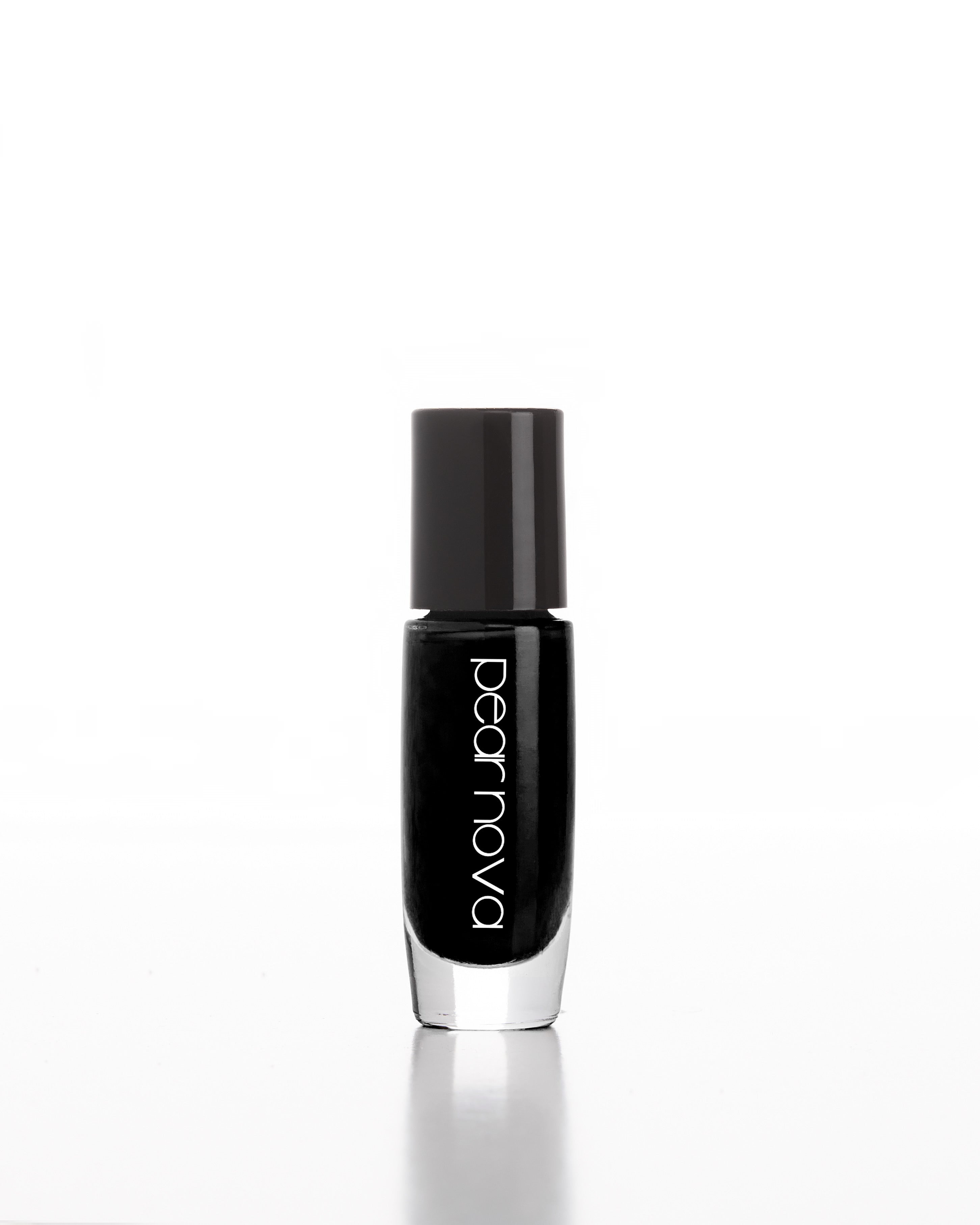 bottle of Pear Nova Absorb black nail polish