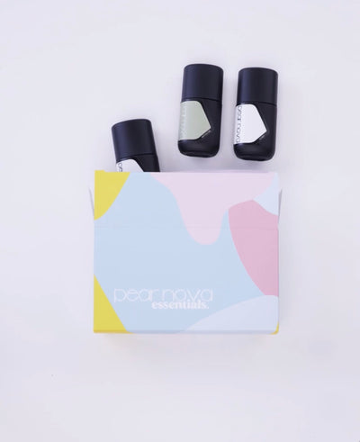 Video of unboxing gel essentials set showing top coat, base coat and options of gel nail lacquer colors